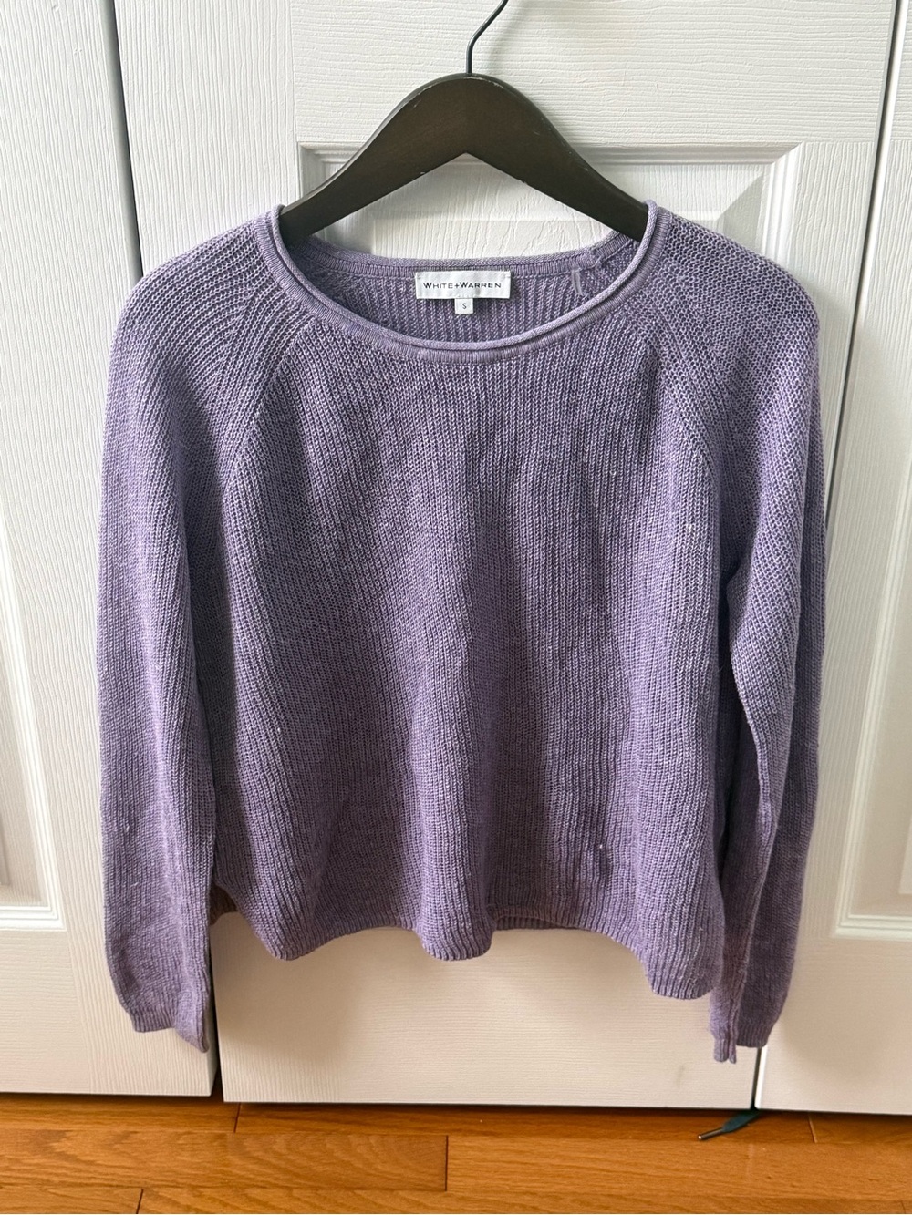 White + Warren Lilac 100% Linen Sweater - Picture 2 of 4